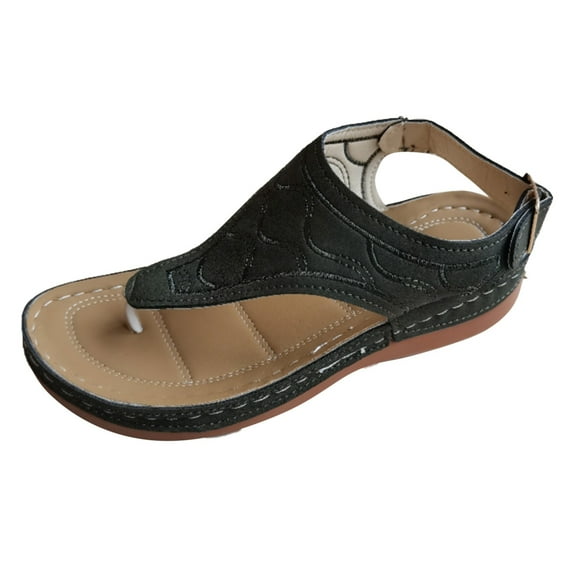 Clearance VerPetridure Women's Sandals Summer Casual Wedge Heel Flip Flops Multicolor Embroidered Sandals Wedge Thong Platform Multicolor Sandal