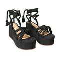 thumbnail image 1 of Clearance VerPetridure Women's Sandals Summer Casual Wedge Heel Wrap Strap Cross Strap Sandals Flat Bottom Slope Heel Wrap And Crossed Hemp Rope Sandals, 1 of 4