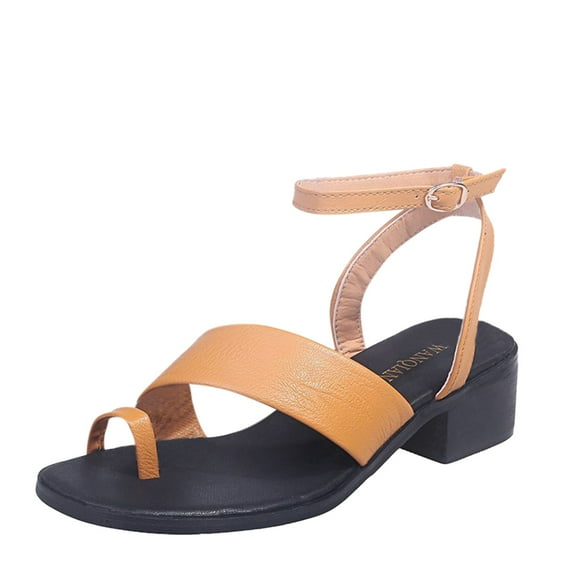 VerPetridure Women's Sandals Summer Casual able Open-toe Mid-heel Rubber One-line Buckle Sandals