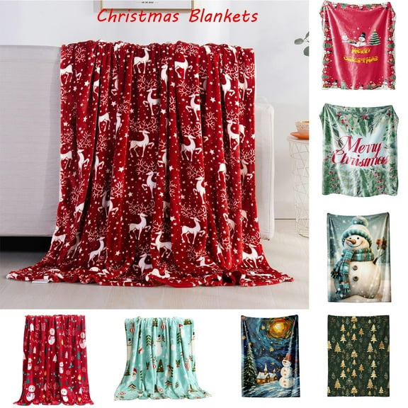 Clearance! Vggrvlo Christmas Throw Blanket Cute Soft Fall Blanket Cozy Luxury Fall Throw Blanet for Women and Men 40"x52"