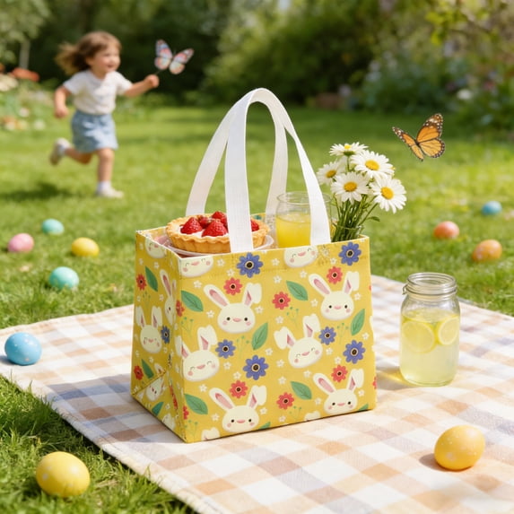 Clearance Vggrvlo Easter Basket Bunny Carrot Chick Designs, Reusable Non-Woven Treat Bags for Party Favors Gift Wrapping, Easter Basket Container, for Ki-ds, B-oys, G-irls, To-ddler, Ba-bies, In-fant