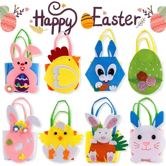 Clearance Vggrvlo Easter Bunny Baskets with Handle Cute Woven Empty Easter Baskets Stripe Storage Gifts Candies Personalized Easter Party Gifts Easter Decor Green