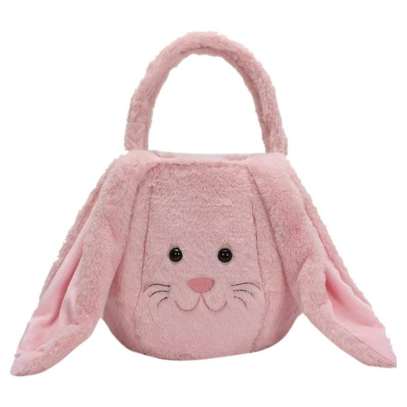 Clearance Vggrvlo Easter Bunny Baskets with Handle Ba-by Gift Baskets with Handle Cartoon Egg Hunt Containers for Easter Gifts Easter Decor pink