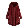thumbnail image 1 of Viikei Women Plus Size Button Plush Tops Hooded Loose Cardigan Wool Coat Winter Jacket, 1 of 2