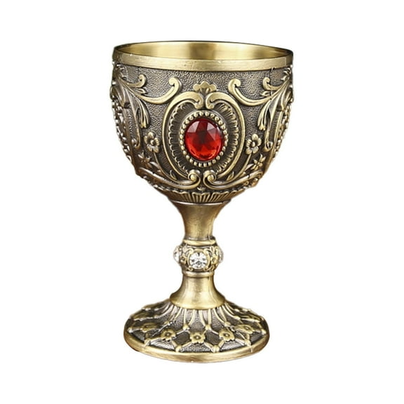 Clearance Vintage Chalice Medieval Goblet, Brass Royal Wine Glass Cups for Wedding Anniversary, Gold Goblet Cups for Ceremonial Catholic Church Baptism Holy