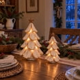 thumbnail image 1 of Clearance! Vintage Lighted Christmas Tree Figurine, 7" Wooden Tabletop Christmas Decor with Lights, Rustic Holiday Centerpiece for Mantel Shelf Home, 1 of 8