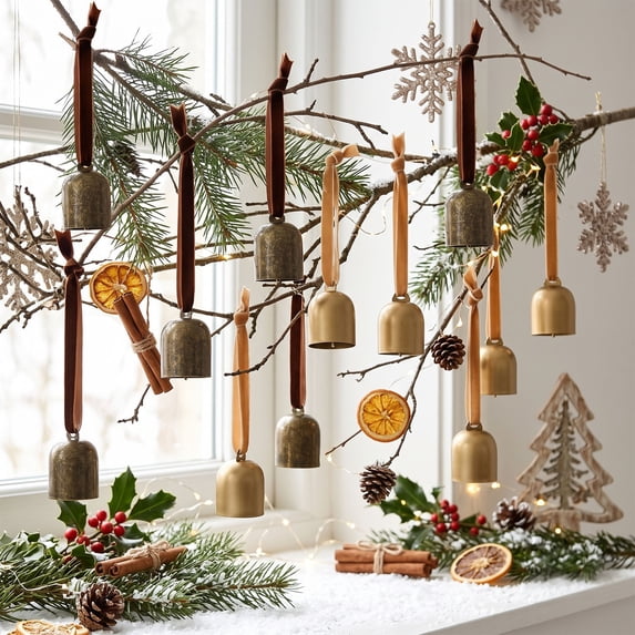 Clearance Vintage Metal Bell Ornament with Velvet Ribbon - 6 Pack ...