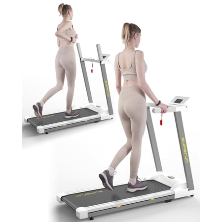 SSPHPPLIE 3HP Folding Treadmill for Home, APP Control , 300LB Walking Pad Running Data Analysis(Gary-Pink)