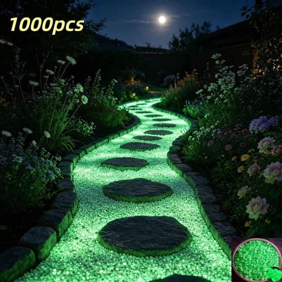 Clearance Volra 1000PCS Night Guide Pebbles, Mint Green Glowing Rocks For Outdoor Decor, Garden Lawn Yard, Walkway, Fish Tank, Pathway, Luminous Pebble Powered By Light Or Solar-Recharge Repeatedly