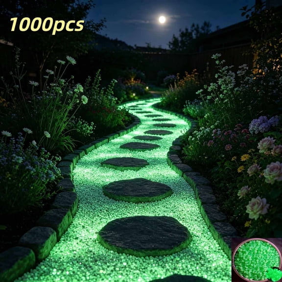 Clearance Volra 1000PCS Night Guide Pebbles, Mint Green Glowing Rocks For Outdoor Decor, Garden Lawn Yard, Walkway, Fish Tank, Pathway, Luminous Pebble Powered By Light Or Solar-Recharge Repeatedly