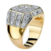 Clearance! WEANT 14 K Gold Double-Layer Square Diamond Princess Ring Gold K2