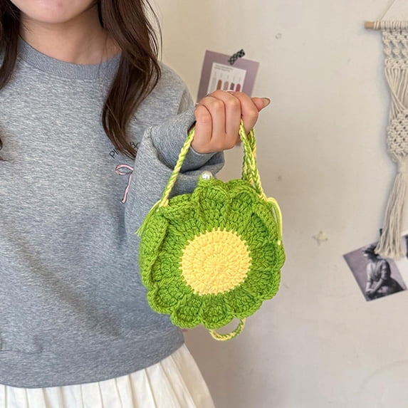 Clearance WOAHU Crossbody bag,Hand-knitted,Daisy Flower Crochet Bag Handmade Knitted Crossbody Bag Phone Bag Floral Knitting Tote Bag For Women Summer Beach