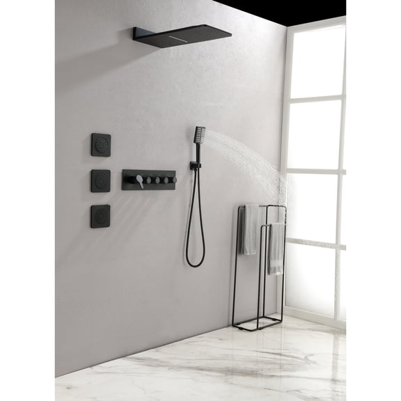 Clearance! Wall Mounted Waterfall Rain Shower System With 3 Body Sprays & Handheld Shower