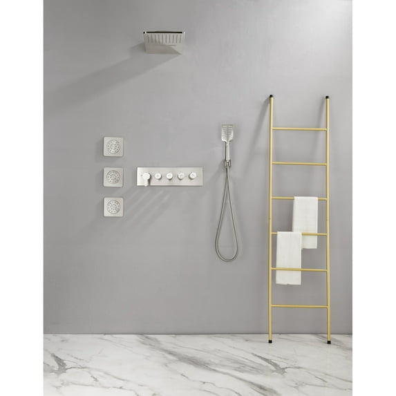 Clearance! Wall Mounted Waterfall Rain Shower System With 3 Body Sprays & Handheld Shower