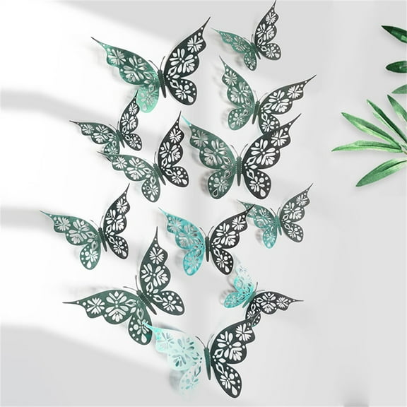 Clearance Wall stickers under $1,12PC 3D Hollow Butterfly Wall Décor 3 Sizes Butterfly Decor Hollow Carving Butterfly Exquisite Design, Party Cake Decorations
