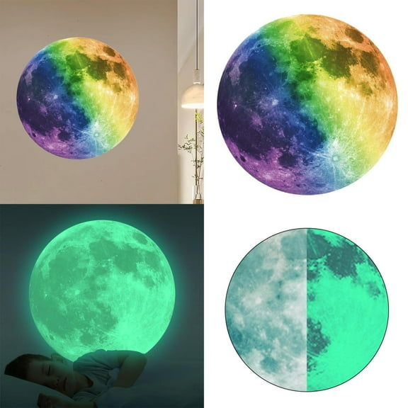 Clearance Wall stickers under $5,Decal Letters Large 3d Door Murals Peel And Stick Christmas Stickers For Living Room The Sticker Sticker Wall Glow In Moon Large Removable Dark Fluorescent 20cm