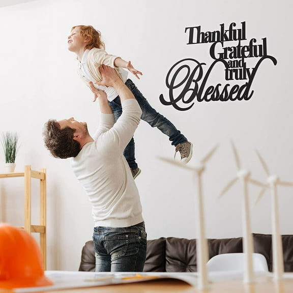 Clearance Wall stickers under $5,Grateful Truly Metal Wall Decor Black Word Sign Wall Art Decor Rustic Wall Decor Sign For Home Kitchen Bedroom Farmhouse