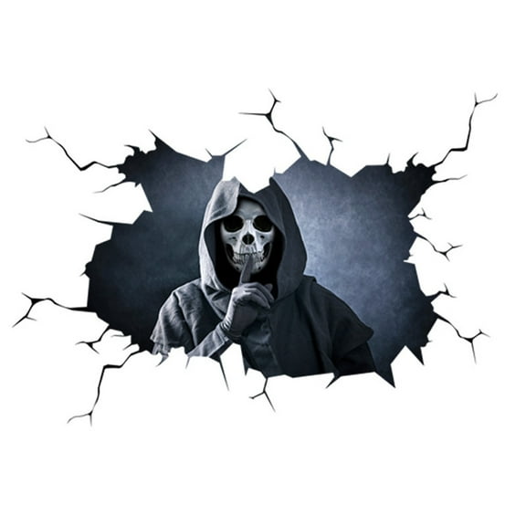 Clearance! Wall stickers under$1 Happy Halloween Silent Skull Sticker Window Home Decoration Decal Decor