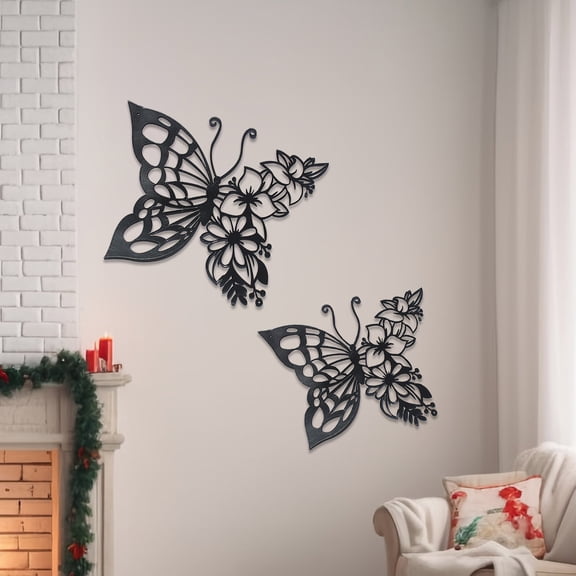 Clearance Wall stickers under $10,Black Butterfly Wall Art Wall Decor Wall Sculpture Wall Hanging For Living Room Bedroom 1pack