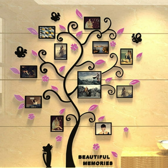 Clearance Wall stickers under $5,3D DIY Photo Frame Tree PVC Wall Decal Family Sticker Mural Art Home Room Decor