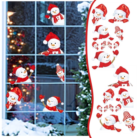 Clearance Wall stickers under $5,Christmas Wall Sticker Self Adhesive Creative Snowman Window Glass Sticker PVC Reflective Sticker