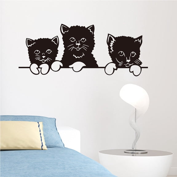 Clearance Wall stickers under $5,Cute Cat Theme Family Room Window Wall Mural Decorative Decal Detachable