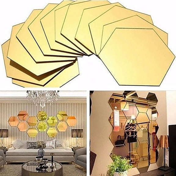 Clearance Wall stickers under $5,Hexagonal Acrylic Wall Decal Background Wall Stereoscopic Decal