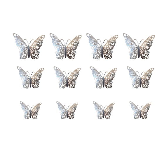 Clearance Wall stickers under $5,Metal Hollow Simulation Butterfly Gold And Silver Butterfly Wall Sticker