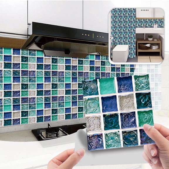 Clearance Wall stickers under $5,Mosaics Creative 3D Tile Stickers Simulation Decoration DIY Floor Plane Wall Stickers
