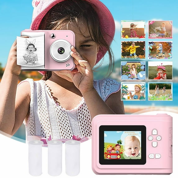 Clearance! Wanfds Instant Print Camera for Kids Children's Printing Camera with High-definition Video Recording and One Click Printing Suitable for Making Holiday to ys and Gifts, Gift(Pink)