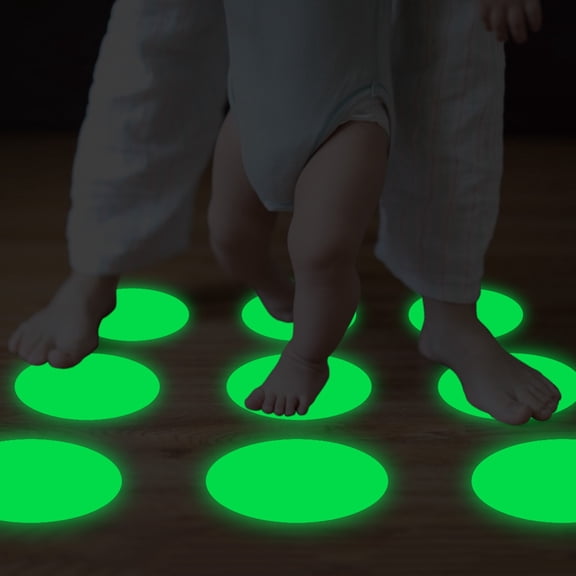 Warning Ground Steps Stairs Reflective Anti-Slip Sheet Fluorescent Luminous Anti-Slip Tape 20 Pieces (With Yellow Shovel) Round 10*10Cm 20 Pieces