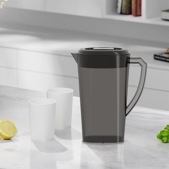 Clearance! Water Pitcher with Lid, 3L Unbreakable Plastic Iced Tea Juice Lemonade Jug Kettle Container Leakproof Lid BPA Free Fridge Door Water Jug for Home Kictchen Milk Hot Cold Drinks Black