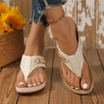 thumbnail image 1 of Clearance Wedge Sandals for Women, Xunlbb Fashion Women Casual Round Head Comfy Slippers Beach Casual Slipsole Shoes(Beige,Size:36), 1 of 8