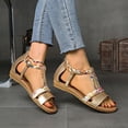 thumbnail image 1 of Clearance Wedge Sandals for Women, Xunlbb Fashion Women Casual Round Head Sandals Comfy Beach Casual Shoes(Gold,Size:42), 1 of 9