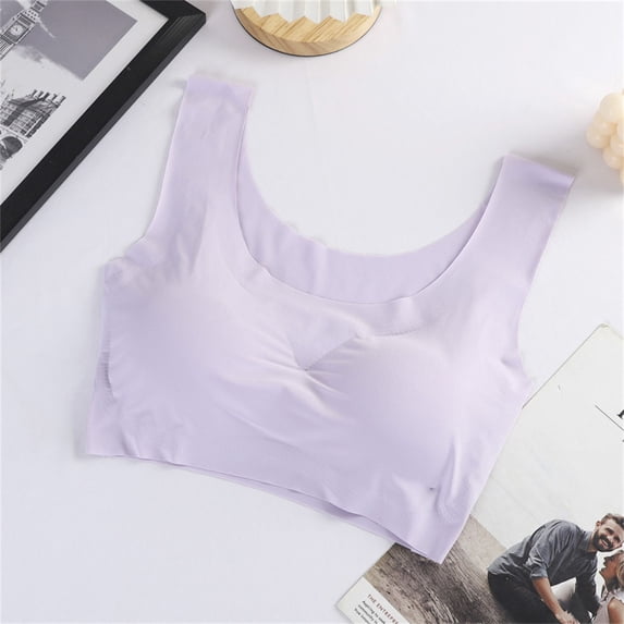 Weikingp Bras for Women Bras for Women Thin Padded Comfort Wireless Bra Breathable Bralette for Sleep Everyday Bra Bralettes for Women Push Up Bra Purple L