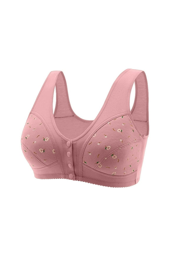 Bras for Women Comfortable Bra for Seniors 2023 New Comfortable Front Closure Button Bra Cotton Bras for Older Women Bralettes for Women Push Up Bra Pink Xl