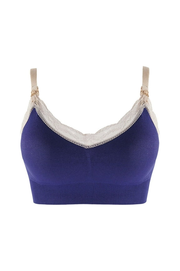 Bras for Women Plus Size Version Pregnant Before Opening Maternity Sports Pregnant Women Tube Top Wireless Breast Feeding Bra Bralettes for Women Nursing Bras Blue 2Xl