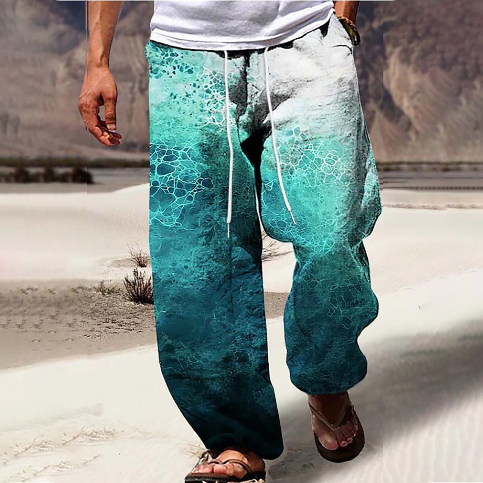 Clearance! Weikingp mens casual pants Resort 3D Printed Casual 