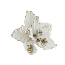 Hvmvliv White Christmas Artificial Flowers Glitter Christmas Magnolia Flowers With Stems Christmas Tree Decoration Flower New Year Holiday Artificial Flowers Christmas Decorations White