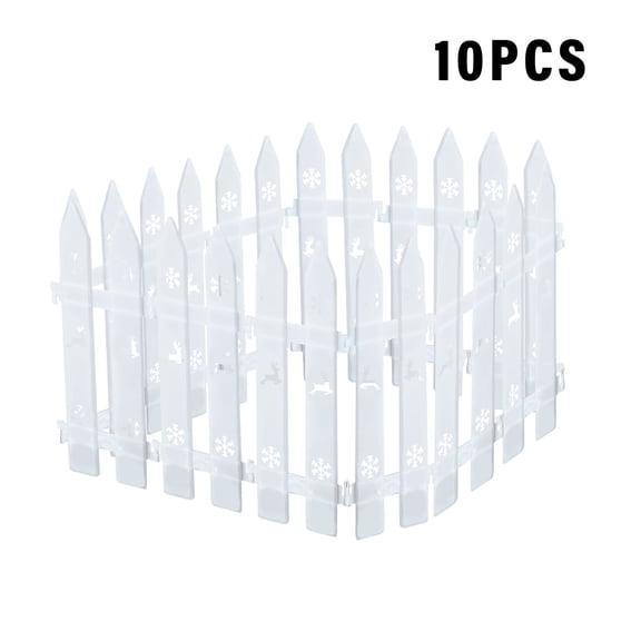 Clearance White Plastic Picket Fence, Mini Decorative Fence for Christmas Tree - 10PC