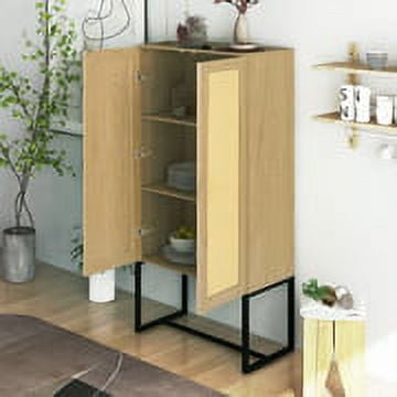 Clearance! Wicker Storage Cabinet, 2-Door High Cabinet, Sideboard, Rattan,  Wooden MDF Board, Dining Room, Natural Color