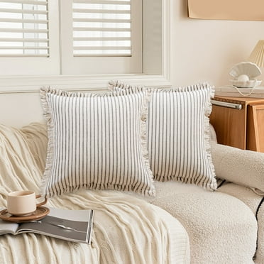 Clearance Wind Stripe Tassel Throw Pillow Cover Sofa Throw Pillow Cover Living Room Cushion Throw Pillow Cover Linen Pillowcase