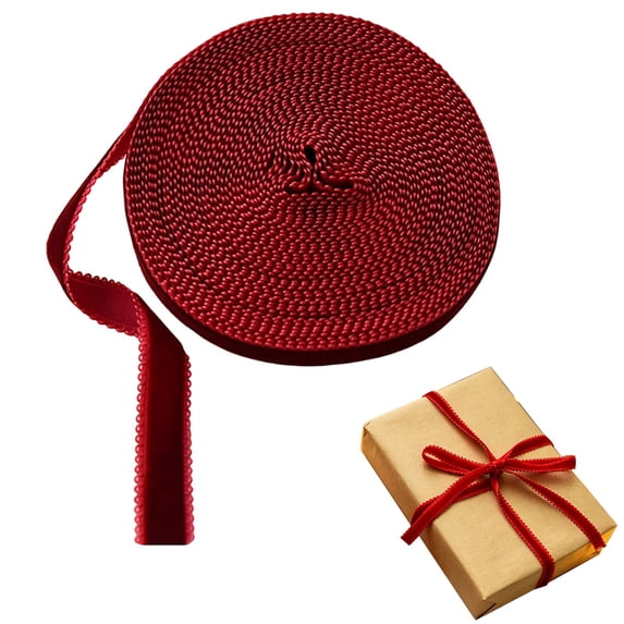 Clearance Wine Red Velvet Ribbon Roll, Single-Sided Soft Craft Ribbon for Gift Wrapping Bow Making Christmas DIY Decor