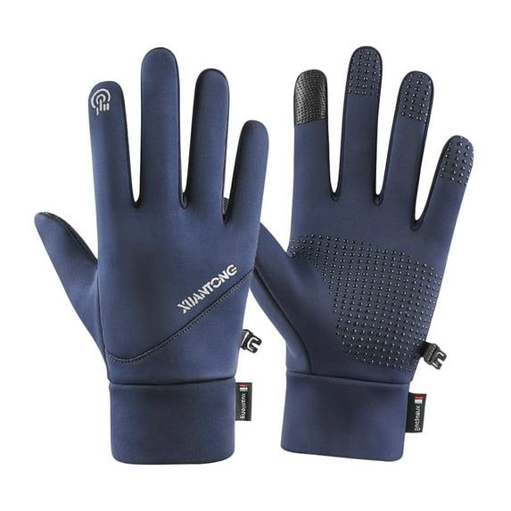 Hvmvliv Winter Gloves Men Winter Touchs Screen Warm Gloves Thickened Water-Proof Windproof Winter Golves with Thermal Soft Knit Lining Outdoor Ski Gloves Blue