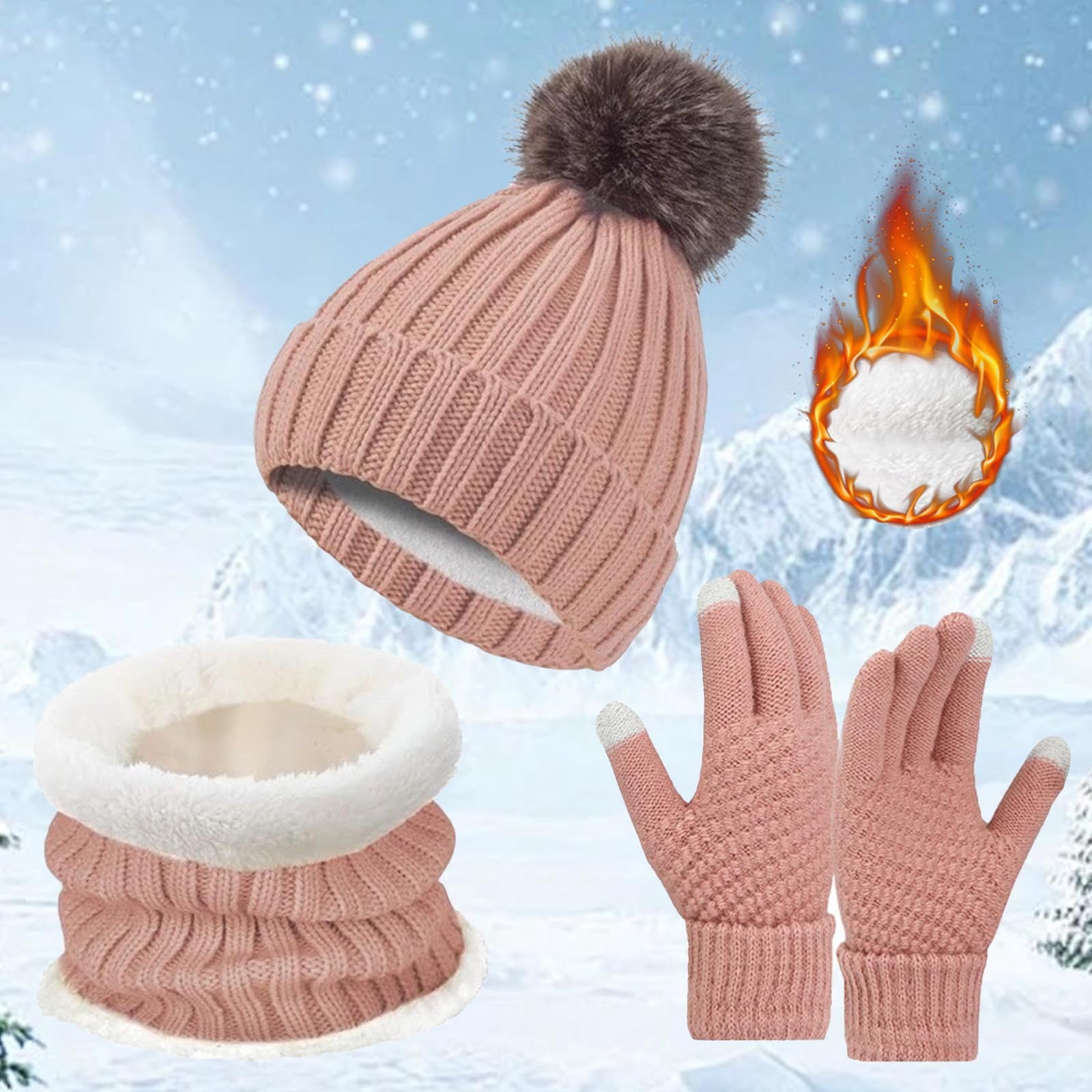 Winter Hat Scarf Gloves Set For Men & Women - Fleece Lined, Touchscreen Gloves, Skull Cap Beanie 3 thumbnail image