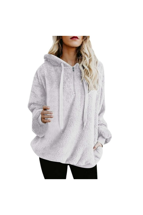 Winter Warm Fuzzy Teddy Bear Hoodie Women Plush Hooded Sweatshirts Fleece Faux Fur Fluffy Flannel Pullover Sweatshirt Soft Cozy Chunky Tops Plus Size Hoodies with Pockets