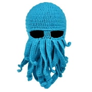 VBIGER Clearance Winter Warm Knitted Hat for Men Women, Personalized Octopus Cthulhu Face Mask Hat, Outdoor Sports Windproof Skiing Balaclava Pirate Hat, Blue