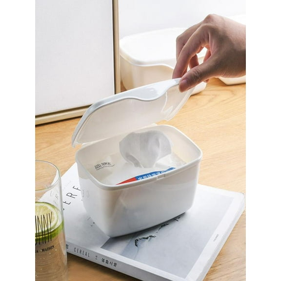 Wipe Box Wet Wipes Storage Box Desk Dispenser Baby Wipes Box Container with Lid Wet Tissues Case Wipes Fresh Container Plastic White Wet Tissue Box Wipes Case