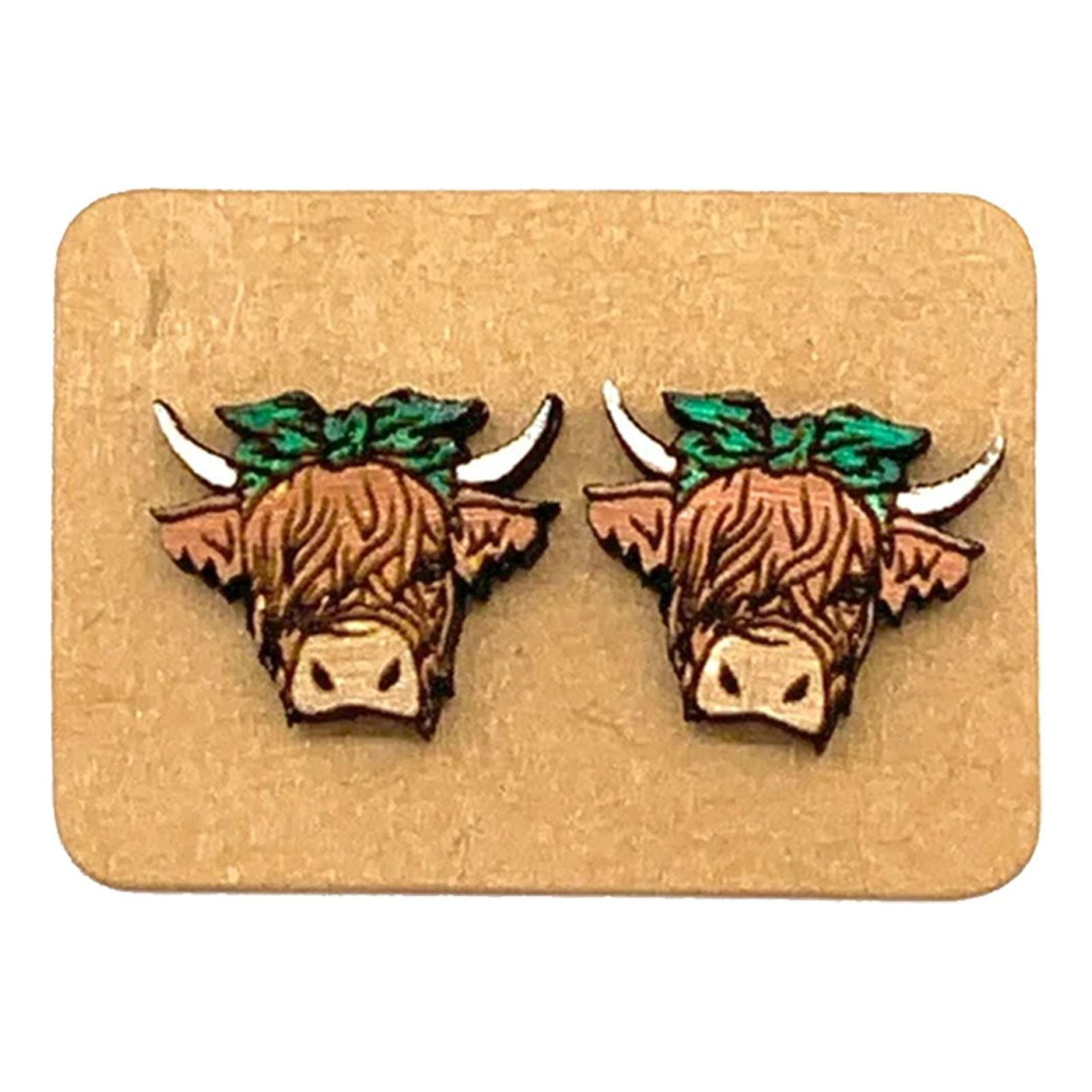 Clearance! Wiradney Highland Cattle Stud Earrings Green - Walmart.com