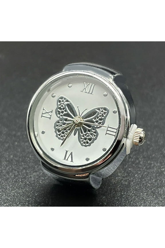 Clearance! Wiradney Real Watch Ring to Tell Time Vintage Watch Clock Ring Round Chunky Ring Silver Adjustable Ring Fashion Watch Jewelry